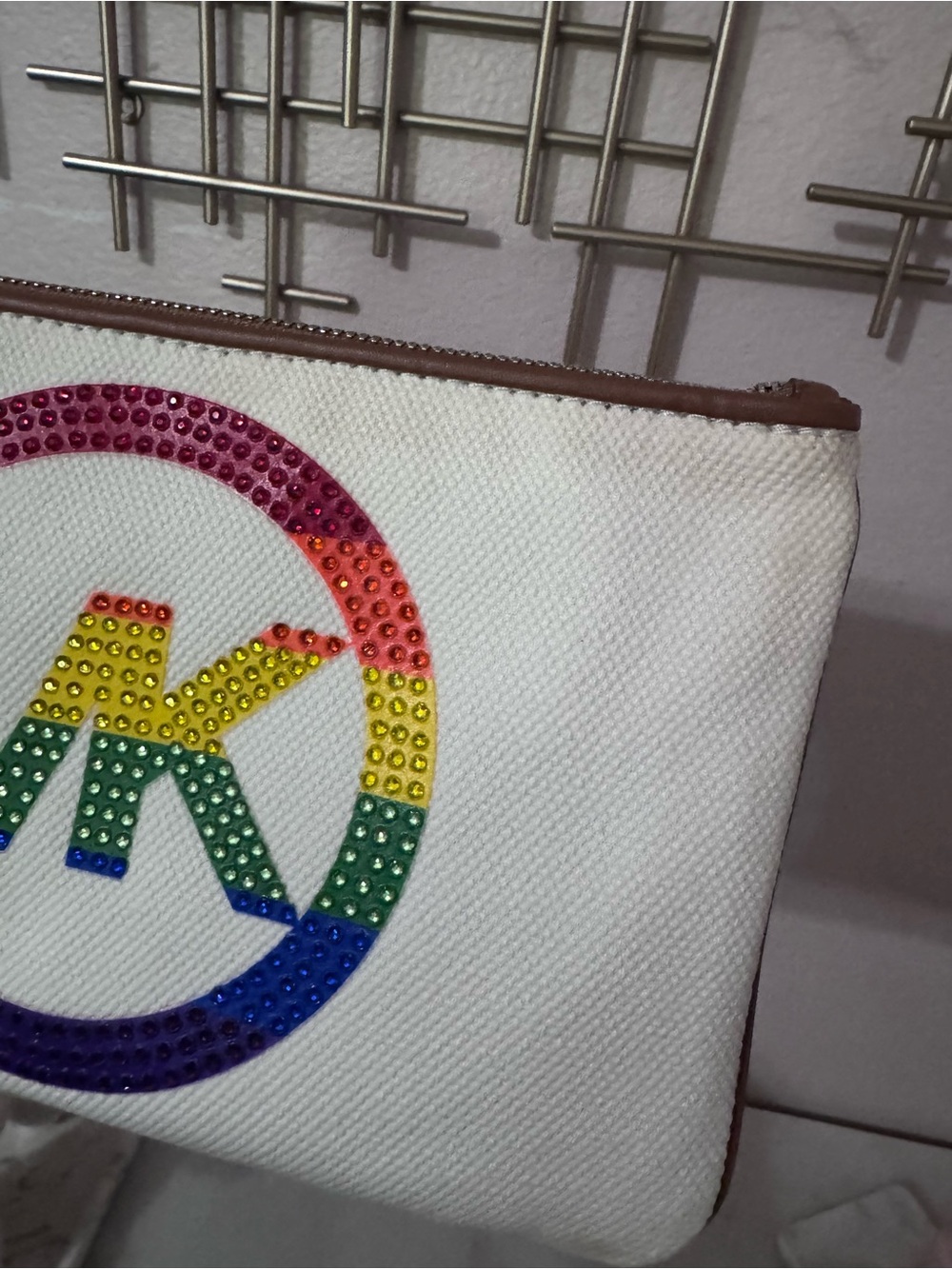 Michaels White Wristlet with Rainbow MK Logo - Picture 12 of 12